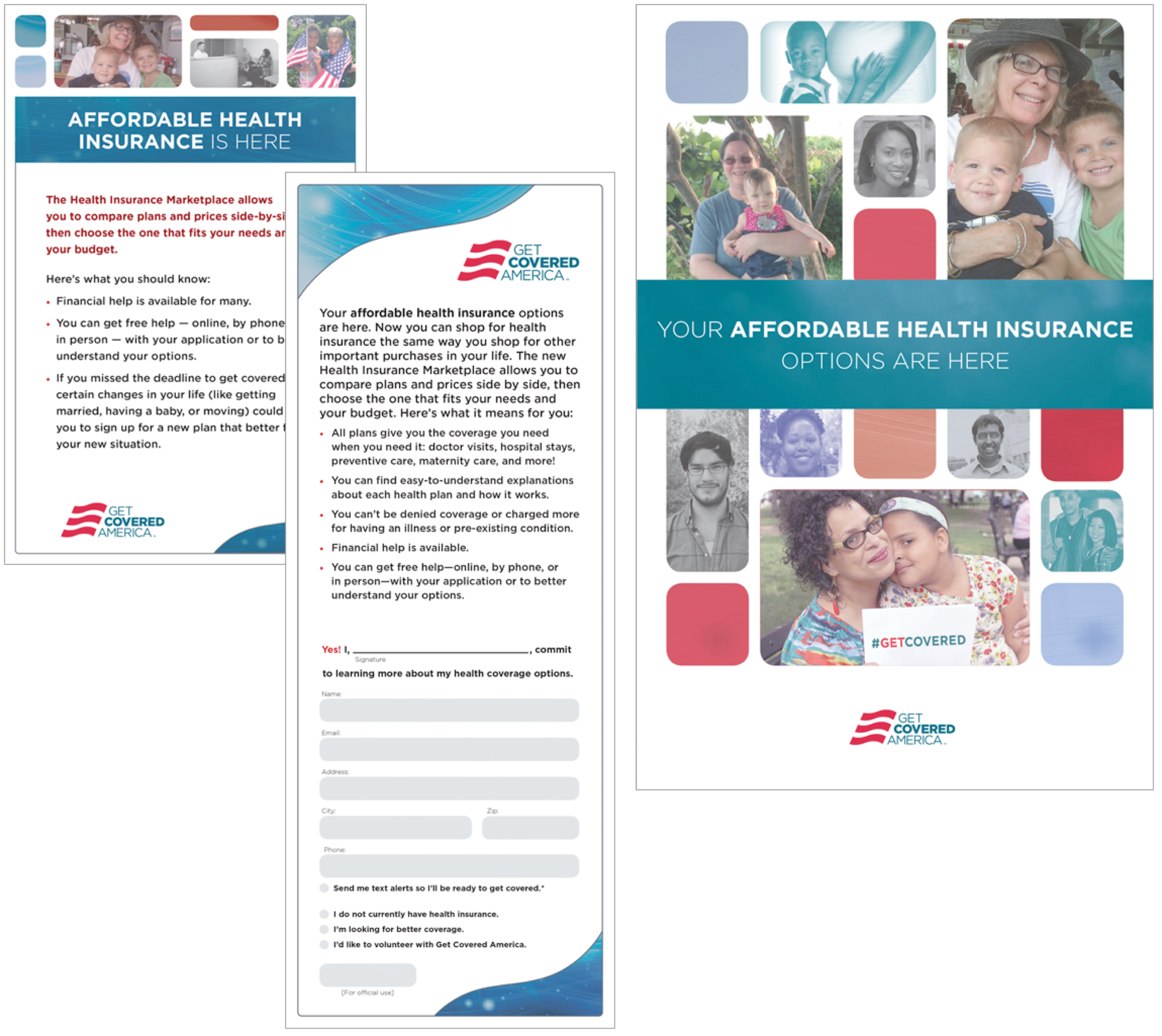 Get Covered America's Brochure, Leaflet, and Commit Card